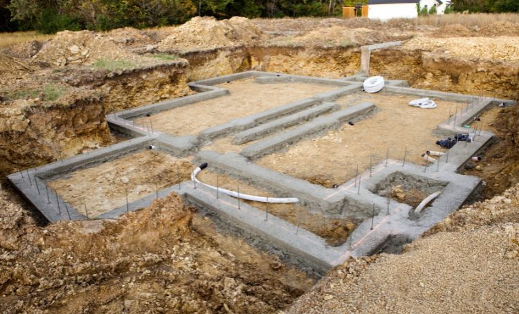 The foundations of a new build property under construction - Financing a New Home Build - ECF