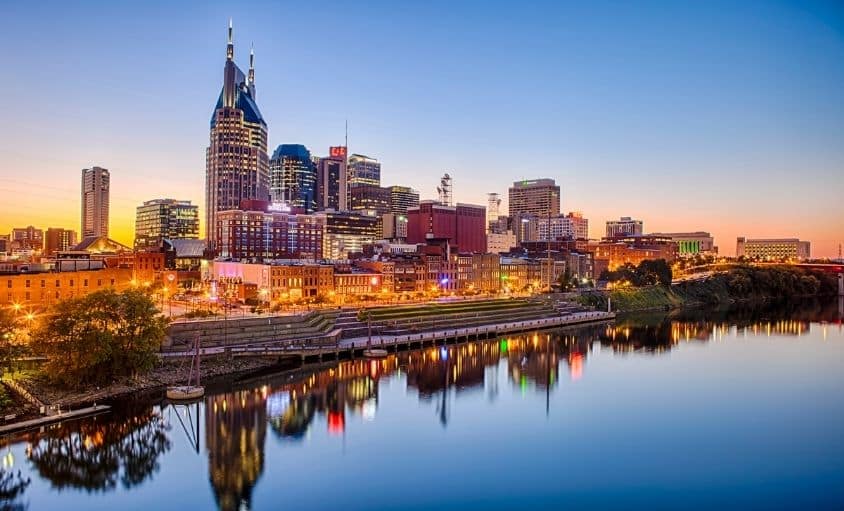 Evening skyline of Nashville