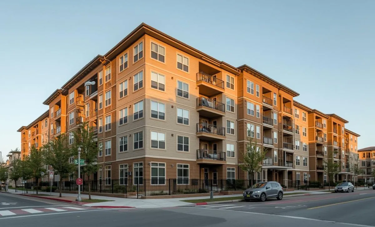 A large multifamilky property bathed in the glow of a sunset - Express Capital Financing
